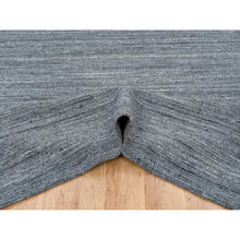 Load image into Gallery viewer, 12&#39;x12&#39; Arsenic Gray, Modern Striae Design Soft Pile, Natural Wool Hand Loomed, Square Oriental Rug FWR392544
