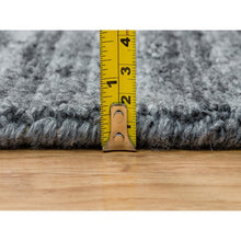 Load image into Gallery viewer, 12&#39;x12&#39; Arsenic Gray, Modern Striae Design Soft Pile, Natural Wool Hand Loomed, Square Oriental Rug FWR392544