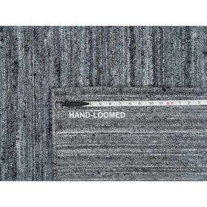 12'x12' Arsenic Gray, Modern Striae Design Soft Pile, Natural Wool Hand Loomed, Square Oriental Rug FWR392544