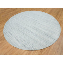Load image into Gallery viewer, 12&#39;x12&#39; Ivory, Natural Wool Hand Loomed, Plain Modern Striae Design Soft Pile, Round Oriental Rug FWR392556
