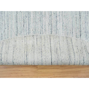 12'x12' Ivory, Natural Wool Hand Loomed, Plain Modern Striae Design Soft Pile, Round Oriental Rug FWR392556