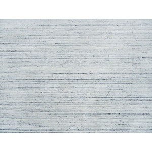 12'x12' Ivory, Natural Wool Hand Loomed, Plain Modern Striae Design Soft Pile, Round Oriental Rug FWR392556
