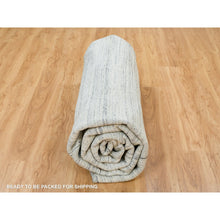 Load image into Gallery viewer, 12&#39;x12&#39; Ivory, Natural Wool Hand Loomed, Plain Modern Striae Design Soft Pile, Round Oriental Rug FWR392556