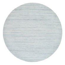 Load image into Gallery viewer, 10&#39;x10&#39; Ivory, Hand Loomed Plain Modern Striae Design, Soft Pile Pure Wool, Round Oriental Rug FWR392586