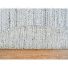Load image into Gallery viewer, 10&#39;x10&#39; Ivory, Hand Loomed Plain Modern Striae Design, Soft Pile Pure Wool, Round Oriental Rug FWR392586