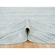 Load image into Gallery viewer, 10&#39;x10&#39; Ivory, Hand Loomed Plain Modern Striae Design, Soft Pile Pure Wool, Round Oriental Rug FWR392586