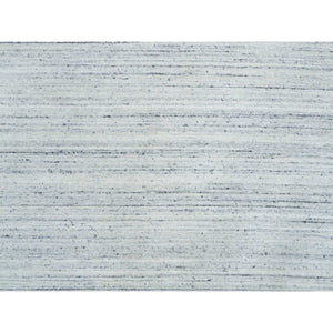 10'x10' Ivory, Hand Loomed Plain Modern Striae Design, Soft Pile Pure Wool, Round Oriental Rug FWR392586