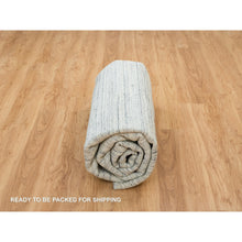 Load image into Gallery viewer, 10&#39;x10&#39; Ivory, Hand Loomed Plain Modern Striae Design, Soft Pile Pure Wool, Round Oriental Rug FWR392586