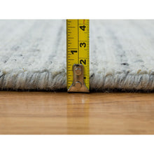 Load image into Gallery viewer, 10&#39;x10&#39; Ivory, Hand Loomed Plain Modern Striae Design, Soft Pile Pure Wool, Round Oriental Rug FWR392586