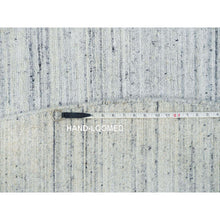 Load image into Gallery viewer, 10&#39;x10&#39; Ivory, Hand Loomed Plain Modern Striae Design, Soft Pile Pure Wool, Round Oriental Rug FWR392586