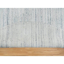 Load image into Gallery viewer, 8&#39;x8&#39; Ivory, Plain Modern Striae Design Soft Pile, Organic Wool Hand Loomed, Round Oriental Rug FWR392592