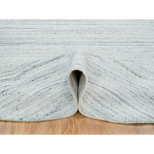 Load image into Gallery viewer, 8&#39;x8&#39; Ivory, Plain Modern Striae Design Soft Pile, Organic Wool Hand Loomed, Round Oriental Rug FWR392592