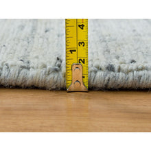 Load image into Gallery viewer, 8&#39;x8&#39; Ivory, Plain Modern Striae Design Soft Pile, Organic Wool Hand Loomed, Round Oriental Rug FWR392592