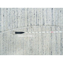 Load image into Gallery viewer, 8&#39;x8&#39; Ivory, Plain Modern Striae Design Soft Pile, Organic Wool Hand Loomed, Round Oriental Rug FWR392592