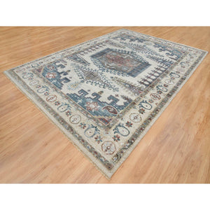 9'10"x13'10" Ivory With Soft Tones, Reimagined Persian Viss Design, Plush And Lush Soft Pile, Pure Wool Hand Knotted, Oriental Rug FWR392604