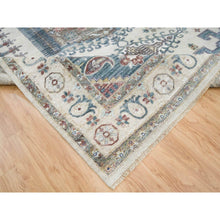 Load image into Gallery viewer, 9&#39;10&quot;x13&#39;10&quot; Ivory With Soft Tones, Reimagined Persian Viss Design, Plush And Lush Soft Pile, Pure Wool Hand Knotted, Oriental Rug FWR392604