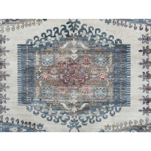 9'10"x13'10" Ivory With Soft Tones, Reimagined Persian Viss Design, Plush And Lush Soft Pile, Pure Wool Hand Knotted, Oriental Rug FWR392604