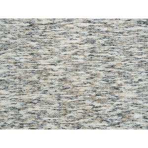 6'2"x6'2" Earth Tone Colors, Hand Loomed Modern Striae Design, Soft To The Touch Pure Wool, Square Oriental Rug FWR392616