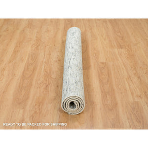 6'2"x6'2" Earth Tone Colors, Hand Loomed Modern Striae Design, Soft To The Touch Pure Wool, Square Oriental Rug FWR392616
