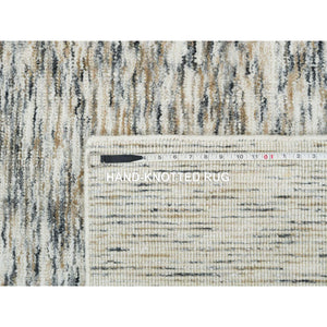 6'2"x6'2" Earth Tone Colors, Hand Loomed Modern Striae Design, Soft To The Touch Pure Wool, Square Oriental Rug FWR392616
