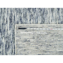 Load image into Gallery viewer, 6&#39;1&quot;x6&#39;1&quot; Blue And Ivory, Modern Striae Design Soft Pile, Pure Wool Hand Loomed, Square Oriental Rug FWR392622