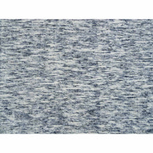 Load image into Gallery viewer, 6&#39;x6&#39; Blue And Ivory, Modern Striae Design Soft Pile, Pure Wool Hand Loomed, Square Oriental Rug FWR392628