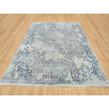 Load image into Gallery viewer, 8&#39;x10&#39; Light Gray, Pure Silk With Wool Hand Knotted, Broken Kashan Design, Oriental Rug FWR392658