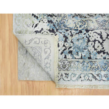 Load image into Gallery viewer, 8&#39;x10&#39; Light Gray, Pure Silk With Wool Hand Knotted, Broken Kashan Design, Oriental Rug FWR392658