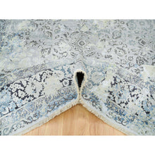 Load image into Gallery viewer, 8&#39;x10&#39; Light Gray, Pure Silk With Wool Hand Knotted, Broken Kashan Design, Oriental Rug FWR392658