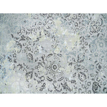 Load image into Gallery viewer, 8&#39;x10&#39; Light Gray, Pure Silk With Wool Hand Knotted, Broken Kashan Design, Oriental Rug FWR392658