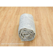 Load image into Gallery viewer, 8&#39;x10&#39; Light Gray, Pure Silk With Wool Hand Knotted, Broken Kashan Design, Oriental Rug FWR392658