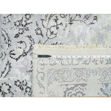 Load image into Gallery viewer, 8&#39;x10&#39; Light Gray, Pure Silk With Wool Hand Knotted, Broken Kashan Design, Oriental Rug FWR392658