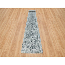 Load image into Gallery viewer, 2&#39;8&quot;x21&#39;8&quot; Gray, Broken Persian Design, Wool And Pure Silk Hand Knotted, Xl Runner Oriental Rug FWR392670