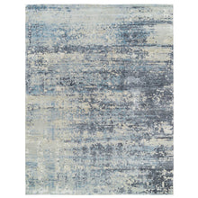 Load image into Gallery viewer, 11&#39;10&quot;x14&#39;10&quot; Blue and Gray, Wool and Silk Hand Knotted, Modern Abstract with Mosaic Design, Oversized Oriental Rug FWR392682