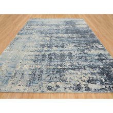 Load image into Gallery viewer, 11&#39;10&quot;x14&#39;10&quot; Blue and Gray, Wool and Silk Hand Knotted, Modern Abstract with Mosaic Design, Oversized Oriental Rug FWR392682