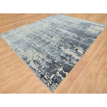 Load image into Gallery viewer, 11&#39;10&quot;x14&#39;10&quot; Blue and Gray, Wool and Silk Hand Knotted, Modern Abstract with Mosaic Design, Oversized Oriental Rug FWR392682