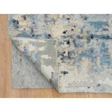 Load image into Gallery viewer, 11&#39;10&quot;x14&#39;10&quot; Blue and Gray, Wool and Silk Hand Knotted, Modern Abstract with Mosaic Design, Oversized Oriental Rug FWR392682