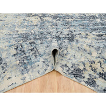 Load image into Gallery viewer, 11&#39;10&quot;x14&#39;10&quot; Blue and Gray, Wool and Silk Hand Knotted, Modern Abstract with Mosaic Design, Oversized Oriental Rug FWR392682