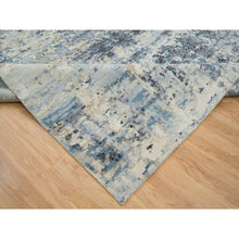 Load image into Gallery viewer, 11&#39;10&quot;x14&#39;10&quot; Blue and Gray, Wool and Silk Hand Knotted, Modern Abstract with Mosaic Design, Oversized Oriental Rug FWR392682