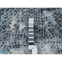 Load image into Gallery viewer, 11&#39;10&quot;x14&#39;10&quot; Blue and Gray, Wool and Silk Hand Knotted, Modern Abstract with Mosaic Design, Oversized Oriental Rug FWR392682