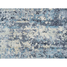 Load image into Gallery viewer, 11&#39;10&quot;x14&#39;10&quot; Blue and Gray, Wool and Silk Hand Knotted, Modern Abstract with Mosaic Design, Oversized Oriental Rug FWR392682