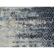Load image into Gallery viewer, 2&#39;6&quot;x7&#39;9&quot; Blue And Gray, Modern Abstract With Mosaic Design, Wool And Silk Hand Knotted, Runner Oriental Rug FWR392700