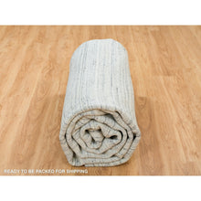 Load image into Gallery viewer, 10&#39;1&quot;x14&#39;1&quot; Ivory, Natural Wool Hand Loomed, Plain Modern Striae Design Soft Pile, Oriental Rug FWR392706