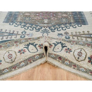13'10"x16'2" Ivory With Soft Tones, Reimagined Persian Viss Design, Plush And Lush Soft Pile, Extra Soft Wool Hand Knotted, Oversized Oriental Rug FWR392736