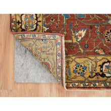 Load image into Gallery viewer, 4&#39;x10&#39; Terracotta Red, Antiqued Fine Heriz Re-creation, Hand Knotted, Soft Wool, Wide Runner Oriental Rug FWR392772