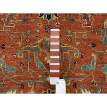 Load image into Gallery viewer, 4&#39;x10&#39; Terracotta Red, Antiqued Fine Heriz Re-Creation, Hand Knotted, Soft Wool, Wide Runner Oriental Rug FWR392772
