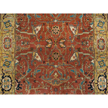 Load image into Gallery viewer, 4&#39;x10&#39; Terracotta Red, Antiqued Fine Heriz Re-Creation, Hand Knotted, Soft Wool, Wide Runner Oriental Rug FWR392772