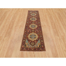 Load image into Gallery viewer, 2&#39;6&quot;x10&#39;1&quot; Terracotta Red, Hand Knotted, Antiqued Fine Heriz Re-creation, Densely Woven, Natural Dyes, Soft Wool, Runner Oriental Rug FWR392796