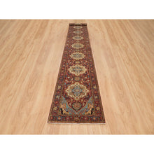 Load image into Gallery viewer, 2&#39;7&quot;x18&#39; Terracotta Red, Hand Knotted, Antiqued Fine Heriz Re-Creation, Densely Woven, Natural Dyes, Organic Wool, XL Runner Oriental Rug FWR392820