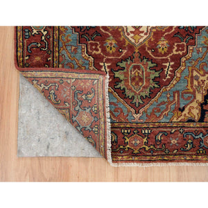2'7"x18' Terracotta Red, Hand Knotted, Antiqued Fine Heriz Re-Creation, Densely Woven, Natural Dyes, Organic Wool, XL Runner Oriental Rug FWR392820